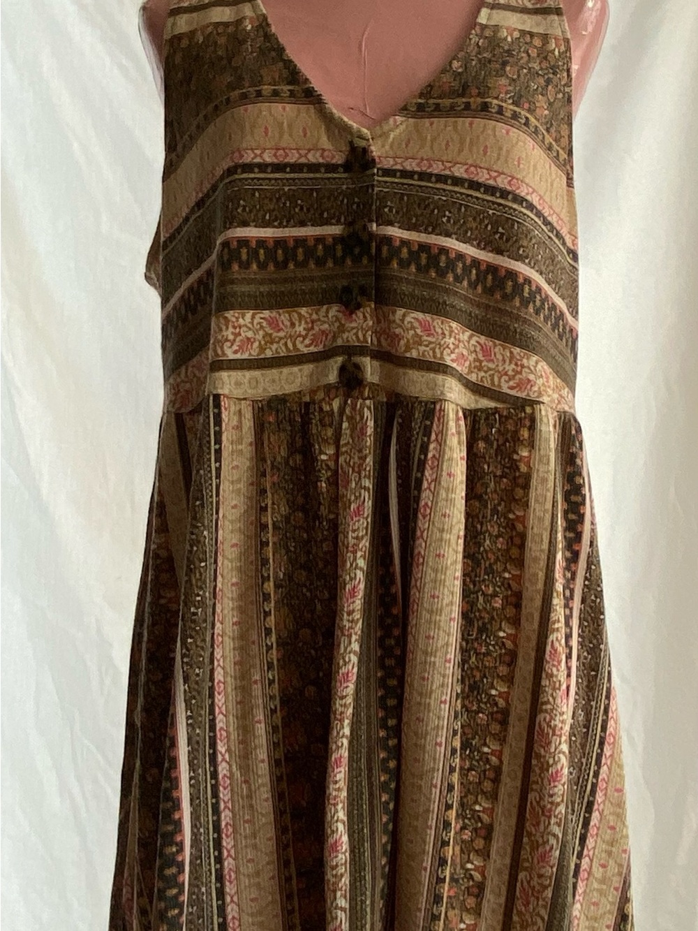torrid Brown and Pink Striped Boho Maxi Dress